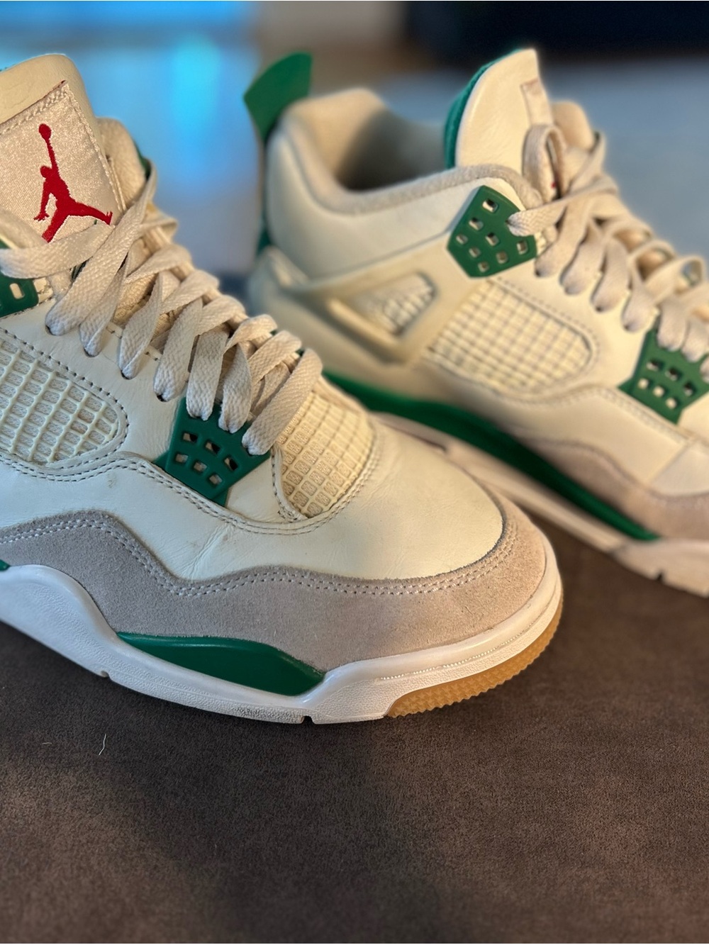 Pristine Nike Air Jordan SB White and Green Basketball Sneakers